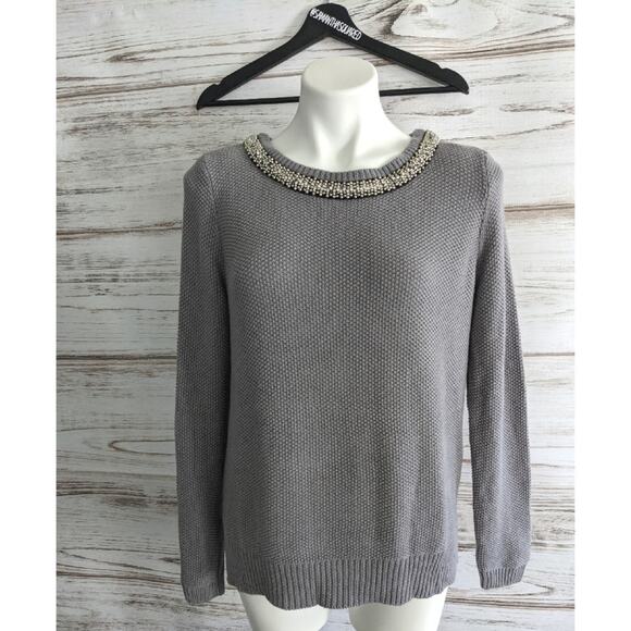 RD Style Beaded Neckline Open Back Sweater sz M - Picture 2 of 9